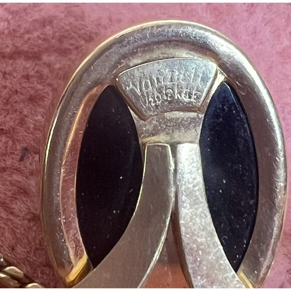 Vintage Van Dell 12K GF Cameo Lady Black Onyx Glass Necklace with Earrings - Picture 8 of 14